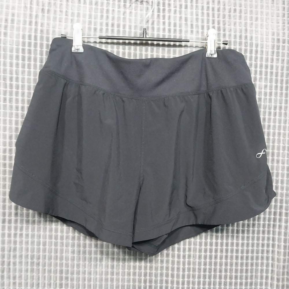 Freely Womens Athletic Running Shorts Zipper Pocket L Black